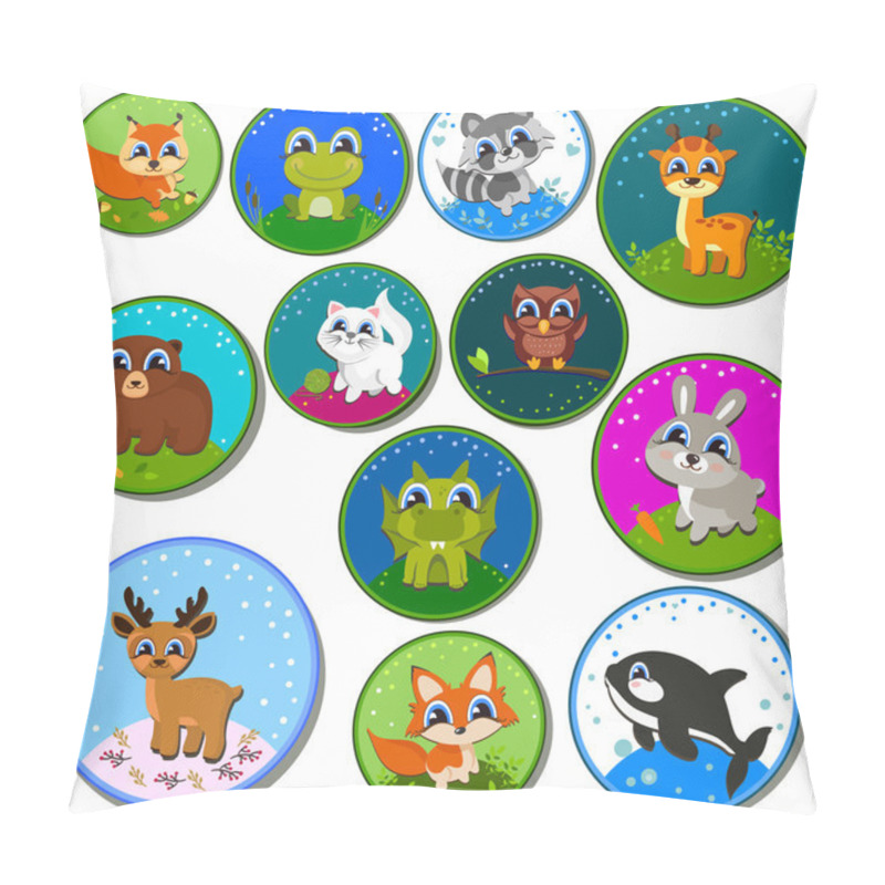 Personality  set of stickers with animals. Vector illustration pillow covers