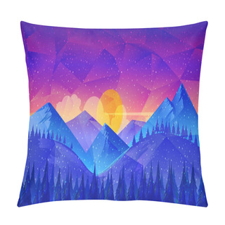 Personality  Low Poly Nature Landscape,great As A Wallpaper, Design Template, Flyer, Etc Pillow Covers