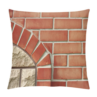 Personality  Close-up View Of Red Brick Wall With Brown Element, Textured Background Pillow Covers