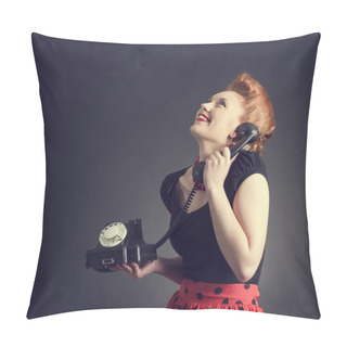 Personality  Woman Talking On Land Line Phone Pillow Covers