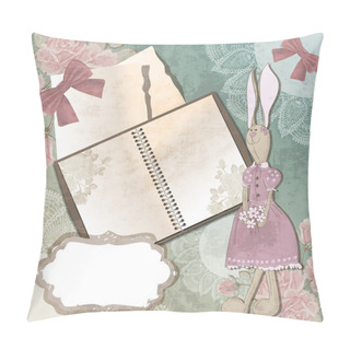 Personality  Vintage Paper Notebook With Rabbit Pillow Covers