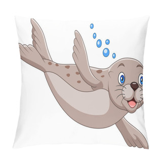 Personality  Vector Illustration Of Cartoon Seal Swimming On White Background Pillow Covers