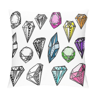 Personality  Diamonds. Set Of Doodle Crystals. Pillow Covers