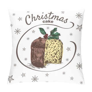 Personality  Vector Colorful Illustration Of Christmas Cake With Raisins Pillow Covers