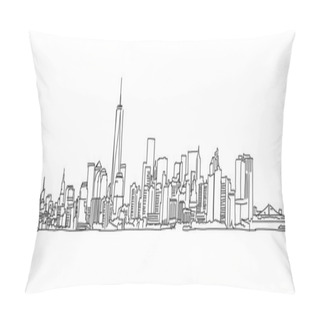 Personality Free Hand Sketch Of New York City Skyline. Vector Scribble Pillow Covers