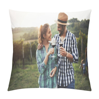 Personality  Happy People Tasting Wine Pillow Covers
