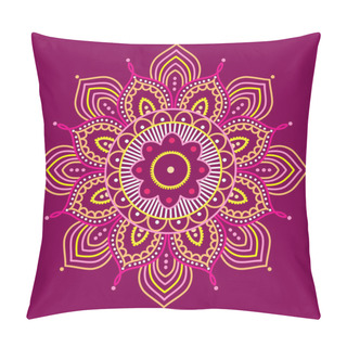 Personality  Colorful Mandala On Purple Background, Illustration Pillow Covers