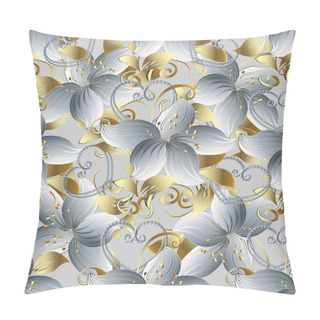 Personality  White 3d Flowers Seamless Pattern. Vintage Vector Light Floral Pillow Covers