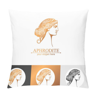 Personality  Aphrodite Or Venus. Woman Face Logo. Emblem For A Beauty Or Yoga Salon. Vector Illustration Pillow Covers