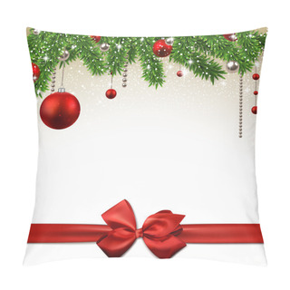 Personality  Christmas Background With Fir Branches And Balls. Pillow Covers