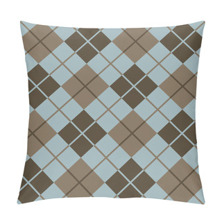 Personality  Argyle Pattern_Blue-Brown Pillow Covers