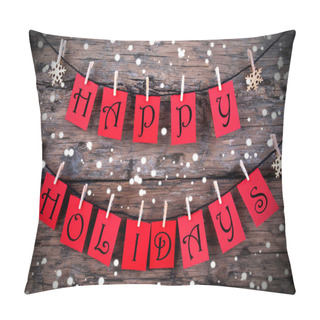 Personality  Wintry Happy Holiday Tags Pillow Covers