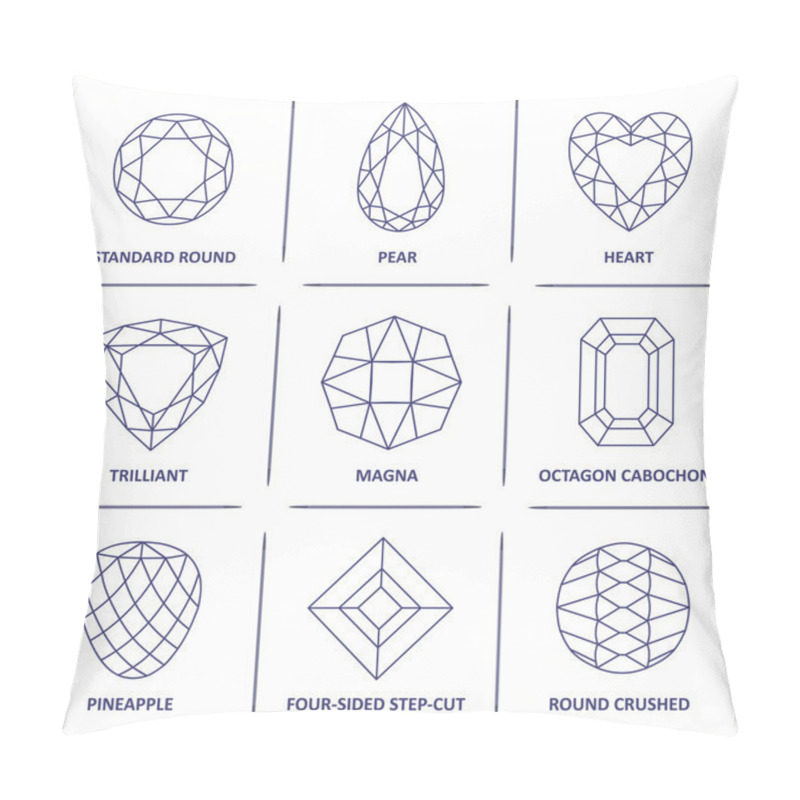 Personality  Low Poly Popular Blueprint Outline Gems Cuts Infographics Pillow Covers