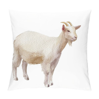 Personality  Watercolor Single Goat Animal Isolated On A White Background Illustration Pillow Covers