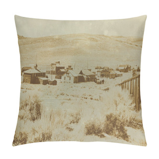 Personality  Aged Sepia Digital Grunge Distressed Effect Bodie State Historic Pillow Covers