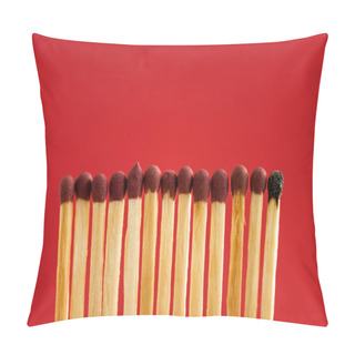 Personality  Burned Match Among Another Isolated On Red Pillow Covers