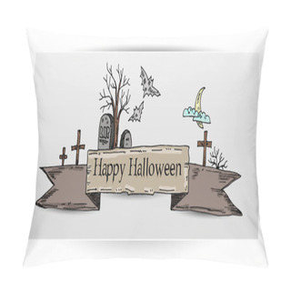 Personality  Halloween Illustration With Tombs. Vector Pillow Covers