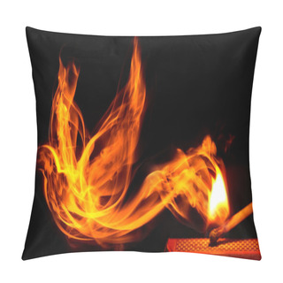 Personality  Bird Made Of Fire Comes From A Burning Matchstick Pillow Covers