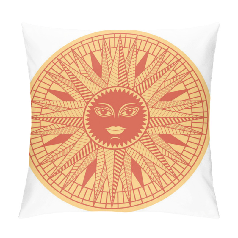 Personality  Vintage sun face compass rose pillow covers