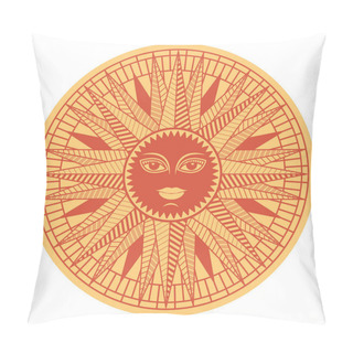 Personality  Vintage Sun Face Compass Rose Pillow Covers