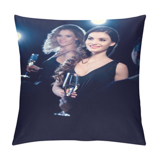 Personality  Young Women Drinking Champagne  Pillow Covers