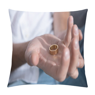 Personality  Partial View Of Man Holding Ring At Home Pillow Covers