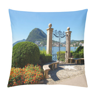 Personality  Gate At Lake Of Villa Ciani Pillow Covers