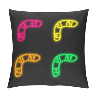 Personality  Boomerang Four Color Glowing Neon Vector Icon Pillow Covers