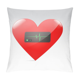 Personality  Red Heart With Pulse. Vector Pillow Covers