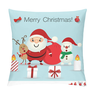Personality  Christmas Greeting Card With Christmas Santa Claus ,Snowman And  Pillow Covers