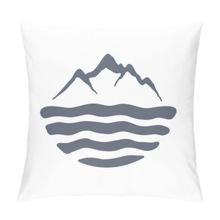 Personality  Mountain Range Over A Lake, Sea Or Ocean, Outdoor Logo Vector Illustration. Pillow Covers