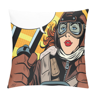 Personality  Girl Retro Pilot On The Plane Pillow Covers