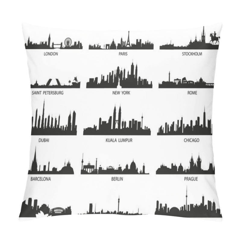 Personality  Vector silhouettes of the city skylines pillow covers