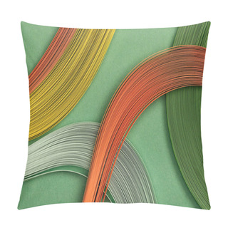 Personality  Close Up Of Yellow, Orange And Green Abstract Lines On Green Background Pillow Covers