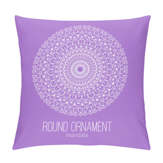 Personality  Vector Hand Drawn White Floral Mandala Circle Ornament Isolated On The Violet Background.  Pillow Covers
