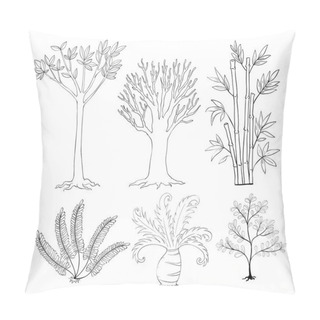 Personality  Doodle Set Of Plants Pillow Covers
