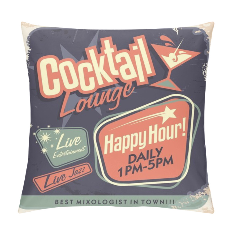 Personality  Retro poster design for cocktail lounge pillow covers
