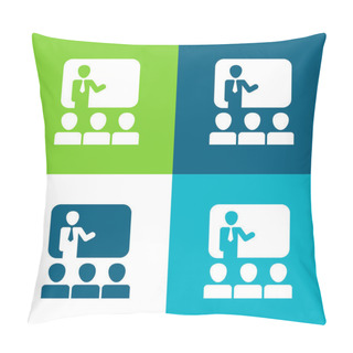 Personality  Audience In Presentation Of Business Flat Four Color Minimal Icon Set Pillow Covers