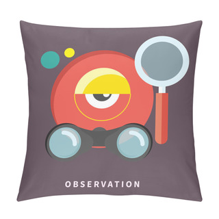 Personality  Icon In Flat Design For Observation And Monitoring Pillow Covers