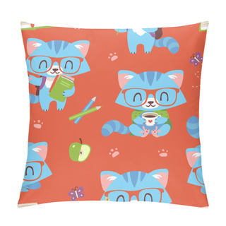 Personality  Vector Cartoon Style Kawaii Nerd Cat Set Pillow Covers