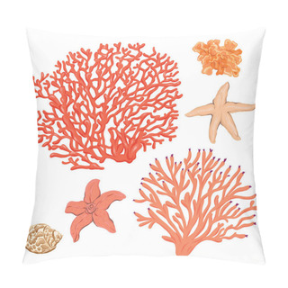 Personality  Sea Collection. Original Hand Drawn.  Colored Vector Illustration Without Gradients And Transparency. Isolated On White Background. Pillow Covers
