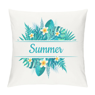 Personality  Monstera Branches And Vanilla Blossoms Vector Pillow Covers