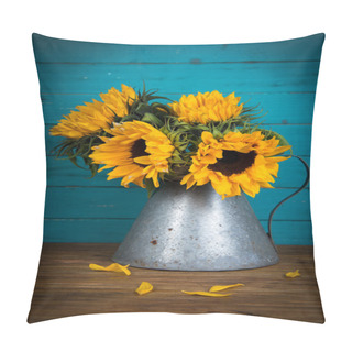Personality  Sunflower In Metal Vase Pillow Covers