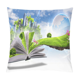 Personality  Open Book With Green Nature World Pillow Covers
