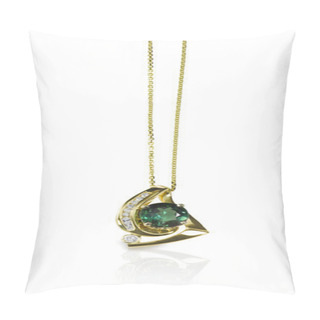 Personality  Green Emerald And Diamond Pendant Necklace Pillow Covers
