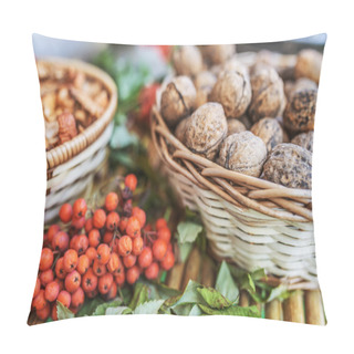 Personality  Walnuts In Wicker Basket Pillow Covers