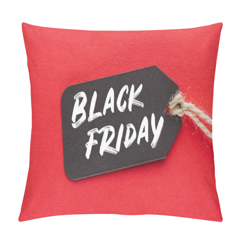 Personality  shopping sale tag with black friday sign on red pillow covers
