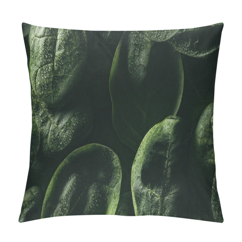 Personality  dark floral background with fresh green leaves and water drops pillow covers