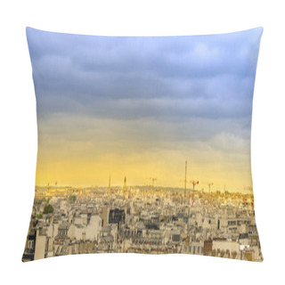 Personality  Aerial Panorama Of Paris Skyline Over Roofs At Sunset Pillow Covers