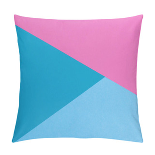 Personality  Paper Pink, Blue, Pastel Empty Background, Geometrically Located. Color Blank For Presentations, Copy Space. Pillow Covers